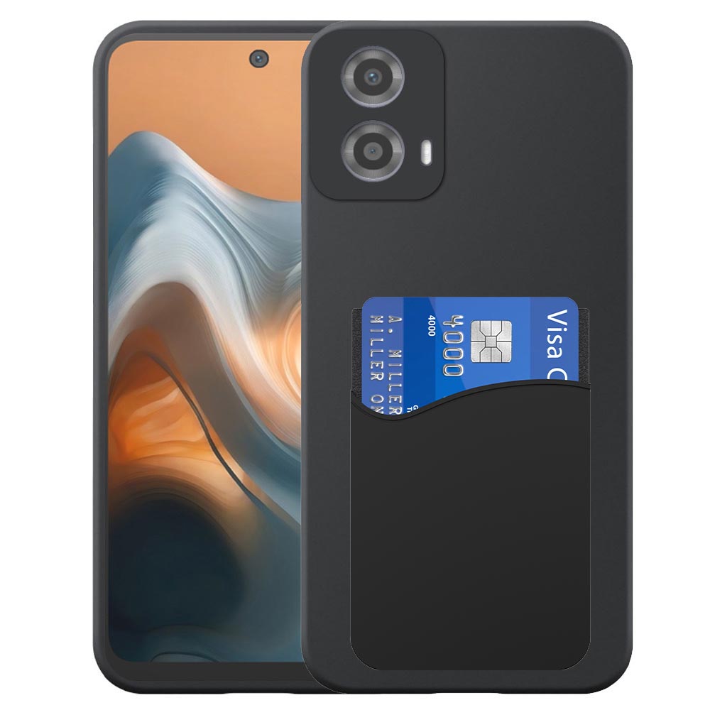 Motorola Moto G34-G45 telefoonhoesje siliconen zwart_met pasjeshouder zwart siliconen