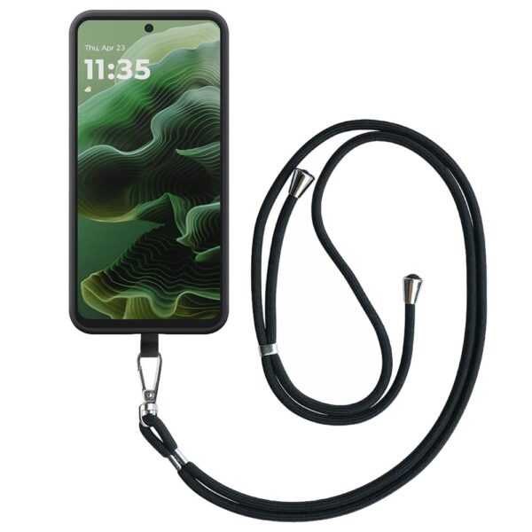 Motorola Moto G35 telefoonhoesje siliconen zwart (1)_met afneembaar koord