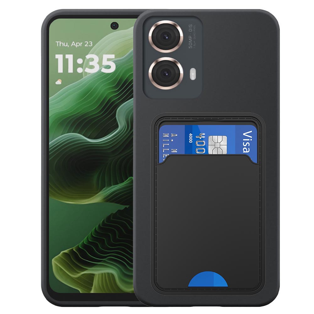 Motorola Moto G35 telefoonhoesje siliconen zwart_met pasjeshouder zwart TPU