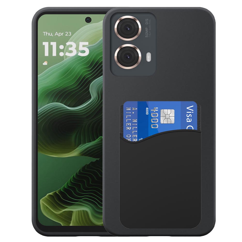 Motorola Moto G35 telefoonhoesje siliconen zwart_met pasjeshouder zwart siliconen