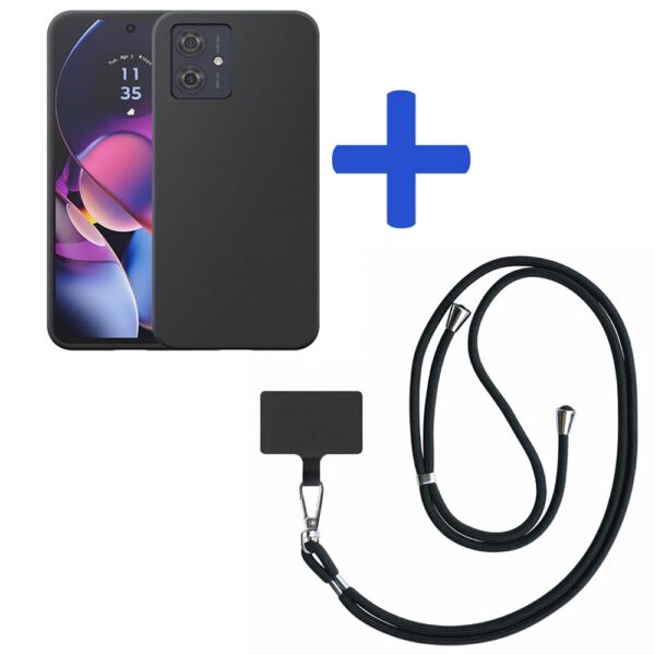 Motorola Moto G54-G54 Power-G64 telefoonhoesje siliconen zwart_met zwart afneembaar koord (2)