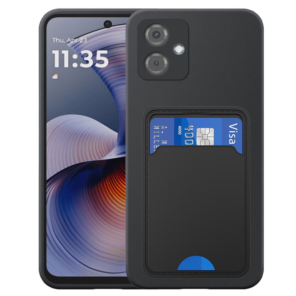Motorola Moto G55 telefoonhoesje siliconen zwart_met pasjeshouder zwart TPU