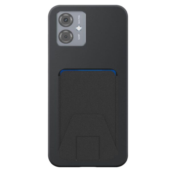 Motorola Moto G75 telefoonhoesje siliconen zwart (2)_met verstelbare leren pasjeshouder