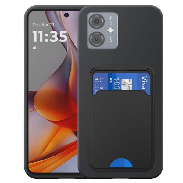 Motorola Moto G75 telefoonhoesje siliconen zwart_met pasjeshouder zwart TPU