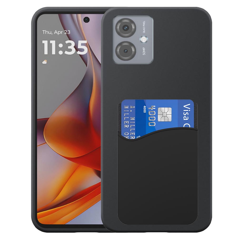 Motorola Moto G75 telefoonhoesje siliconen zwart_met pasjeshouder zwart siliconen