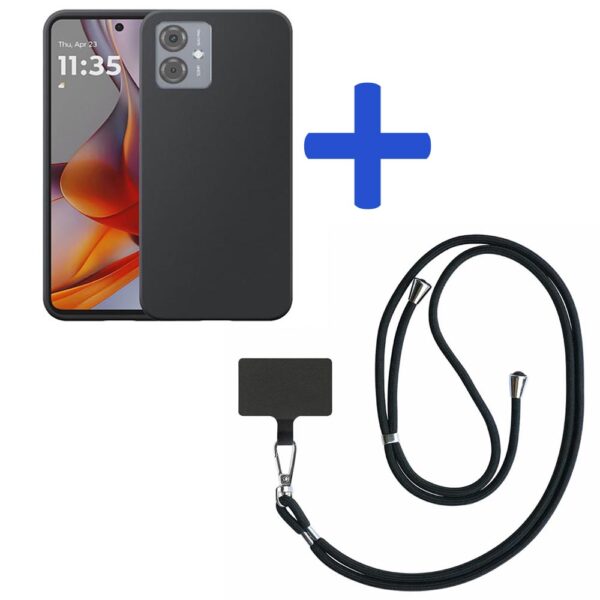 Motorola Moto G75 telefoonhoesje siliconen zwart_met zwart afneembaar koord (2)