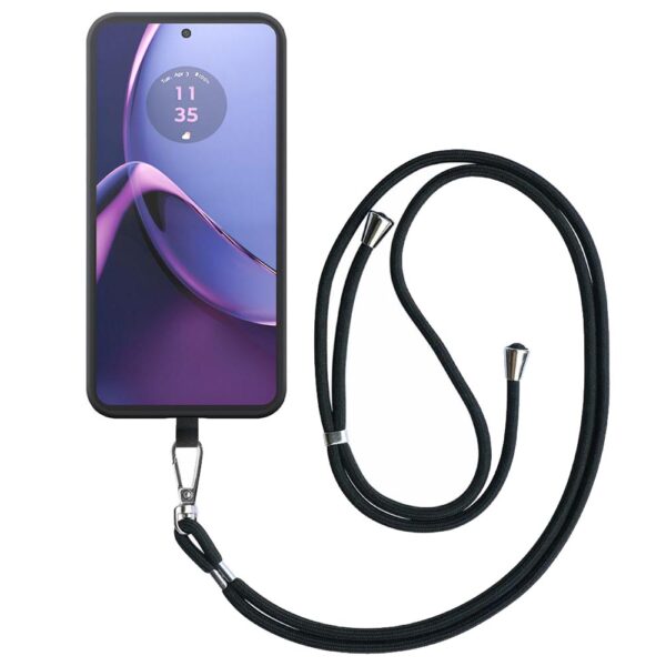 Motorola Moto G84 telefoonhoesje siliconen zwart (1)_met afneembaar koord