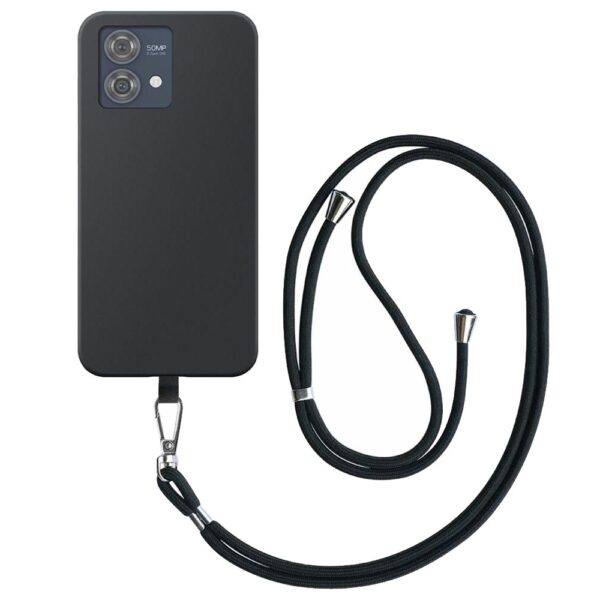 Motorola Moto G84 telefoonhoesje siliconen zwart (2)_met afneembaar koord