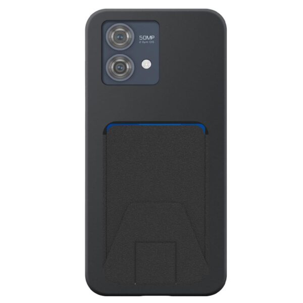Motorola Moto G84 telefoonhoesje siliconen zwart (2)_met verstelbare leren pasjeshouder