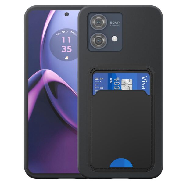Motorola Moto G84 telefoonhoesje siliconen zwart_met pasjeshouder zwart TPU