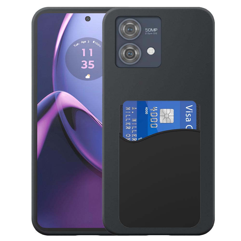 Motorola Moto G84 telefoonhoesje siliconen zwart_met pasjeshouder zwart siliconen