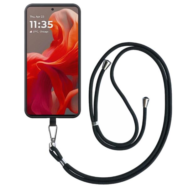 Motorola Moto G85 telefoonhoesje siliconen zwart (1)_met afneembaar koord