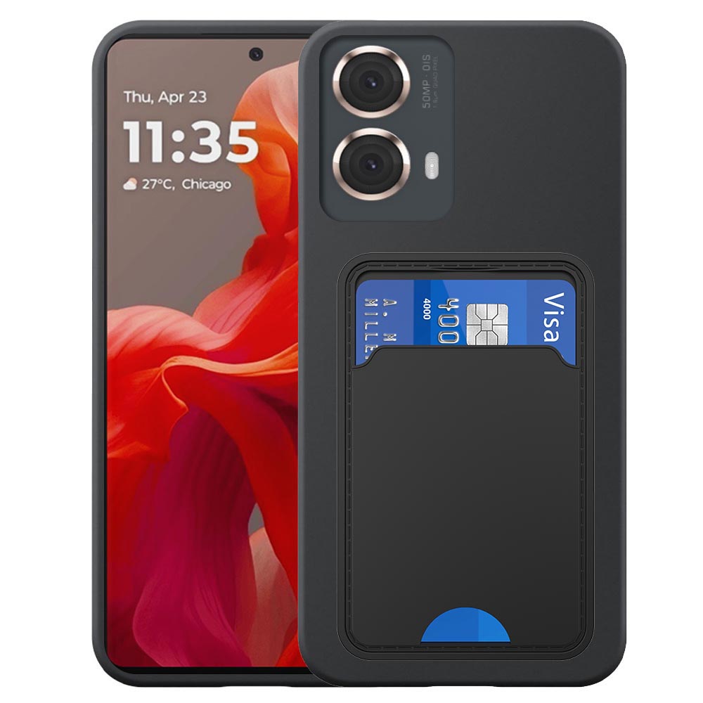 Motorola Moto G85 telefoonhoesje siliconen zwart_met pasjeshouder zwart TPU