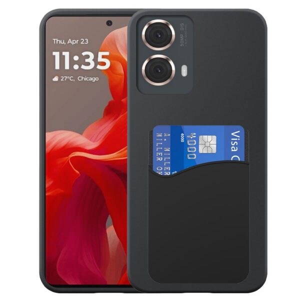 Motorola Moto G85 telefoonhoesje siliconen zwart_met pasjeshouder zwart siliconen