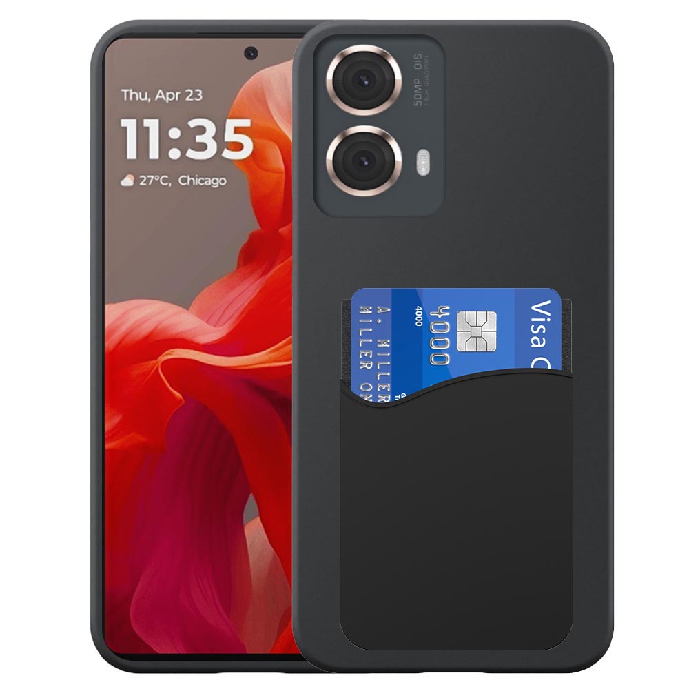 Motorola Moto G85 telefoonhoesje siliconen zwart_met pasjeshouder zwart siliconen
