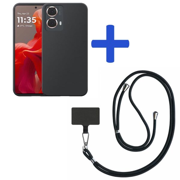 Motorola Moto G85 telefoonhoesje siliconen zwart_met zwart afneembaar koord (2)