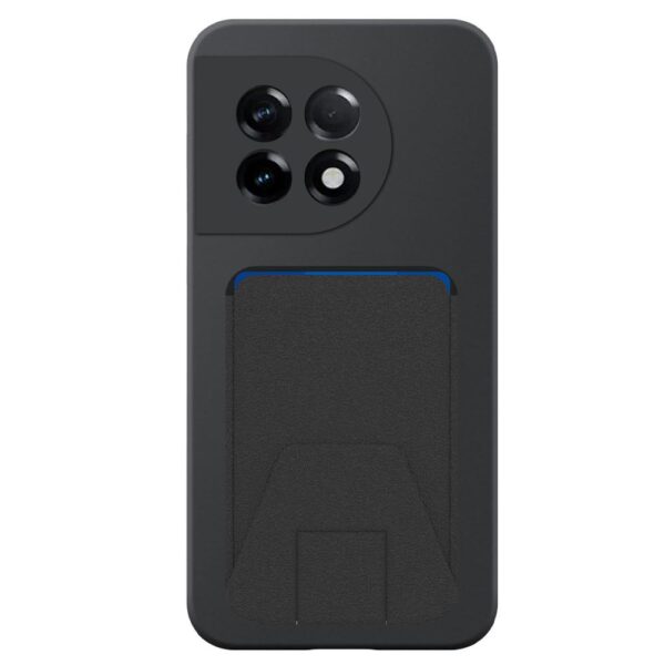 OnePlus 11R telefoonhoesje siliconen zwart (2)_met verstelbare leren pasjeshouder