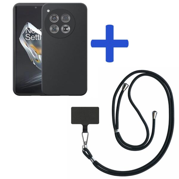OnePlus 12 telefoonhoesje siliconen zwart_met zwart afneembaar koord (2)