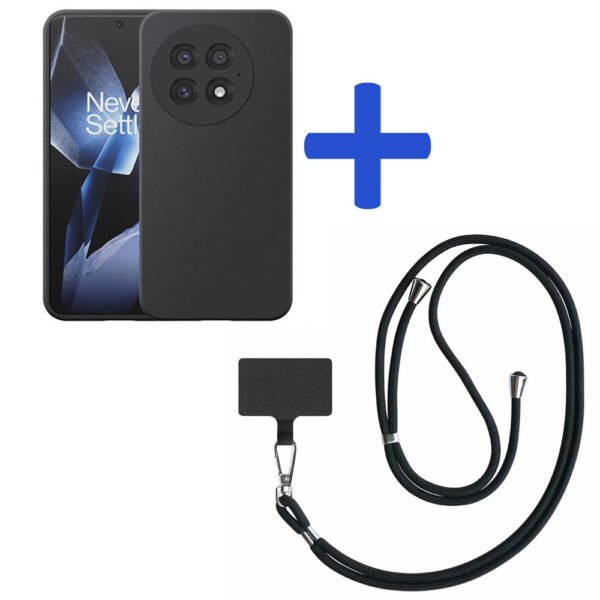 OnePlus 13 telefoonhoesje siliconen zwart_met zwart afneembaar koord (2)