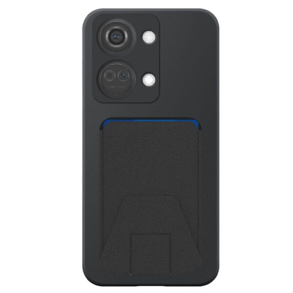 OnePlus NORD 3 telefoonhoesje siliconen zwart (2)_met verstelbare leren pasjeshouder
