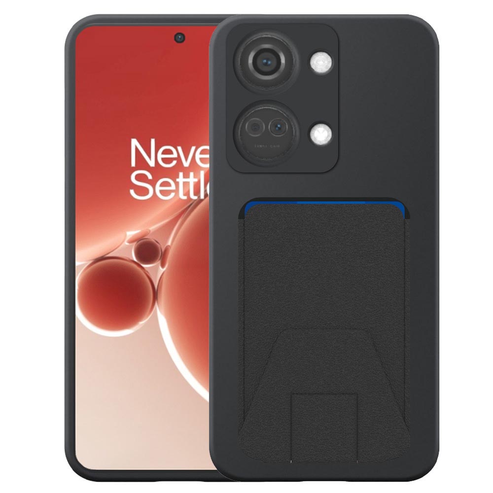 OnePlus NORD 3 telefoonhoesje siliconen zwart_met verstelbare leren pasjeshouder