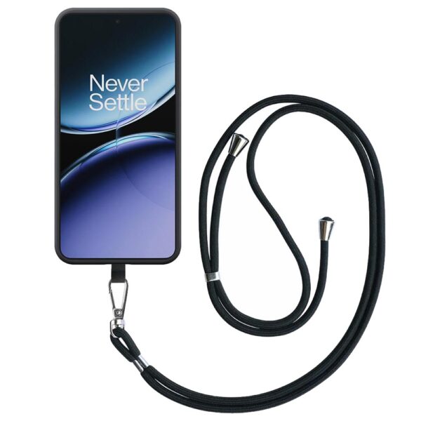 OnePlus NORD 4 telefoonhoesje siliconen zwart (1)_met afneembaar koord