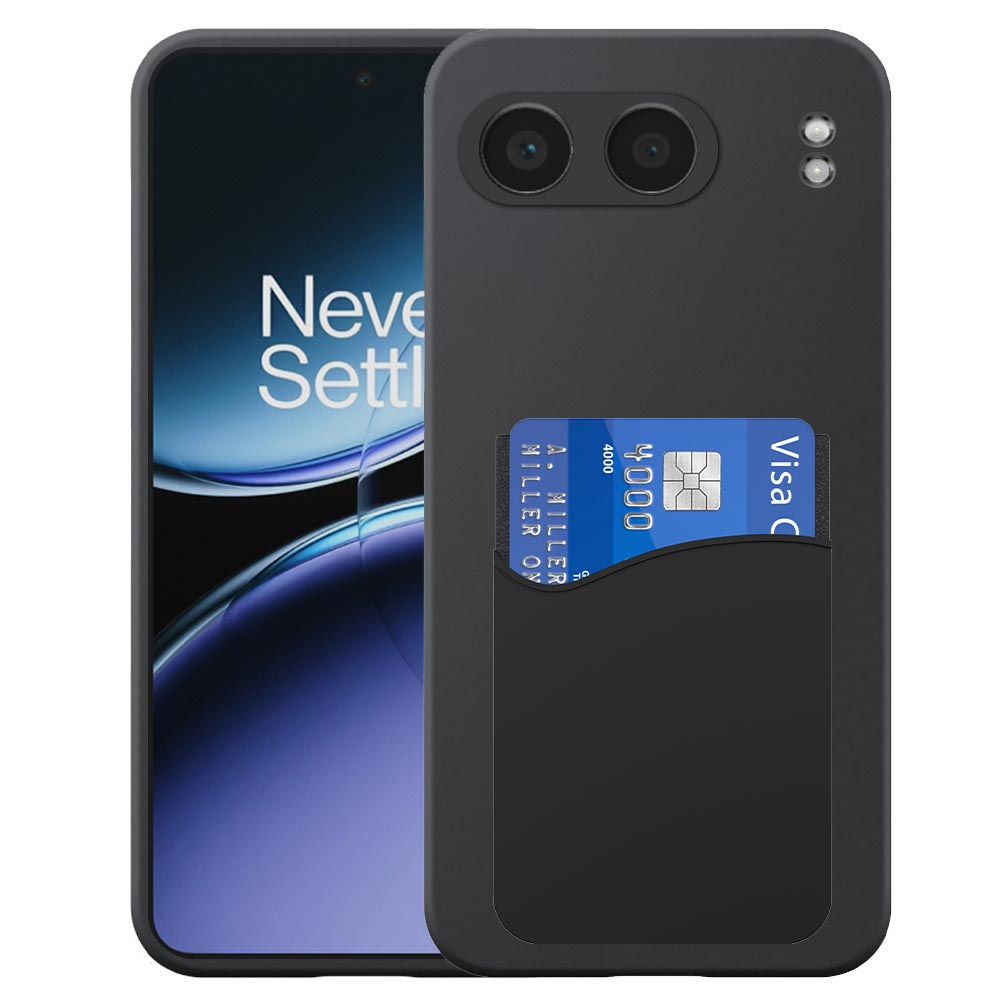 OnePlus NORD 4 telefoonhoesje siliconen zwart_met pasjeshouder zwart siliconen