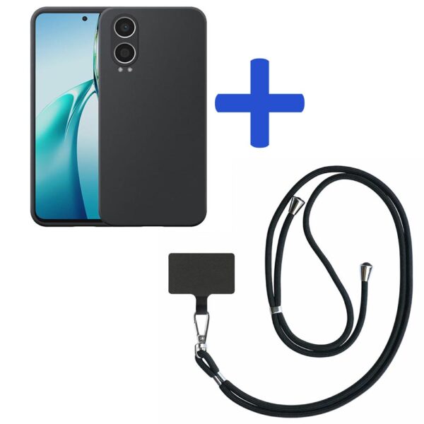 OnePlus NORD CE4 LITE telefoonhoesje siliconen zwart_met zwart afneembaar koord (2)