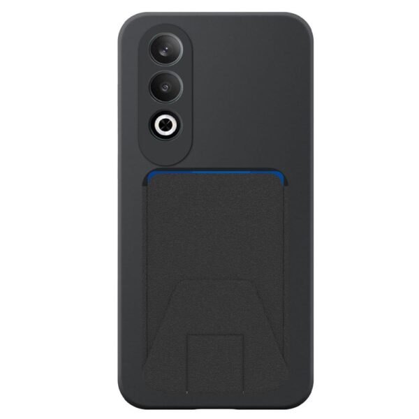 OnePlus NORD CE4 telefoonhoesje siliconen zwart (2)_met verstelbare leren pasjeshouder