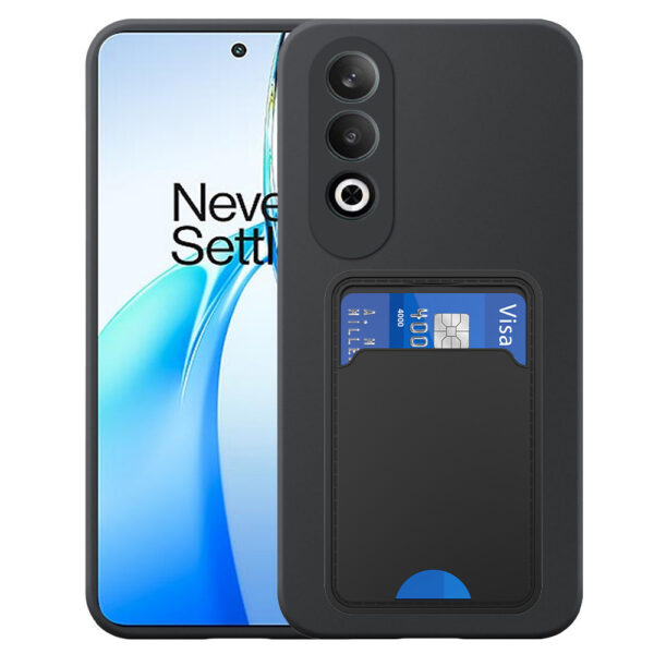 OnePlus NORD CE4 telefoonhoesje siliconen zwart_met pasjeshouder zwart TPU