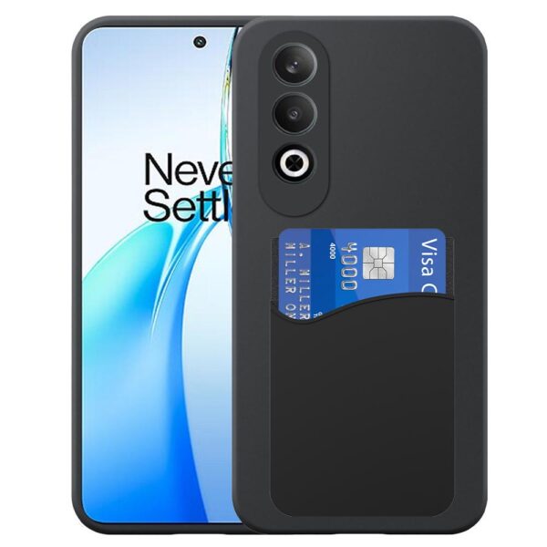 OnePlus NORD CE4 telefoonhoesje siliconen zwart_met pasjeshouder zwart siliconen