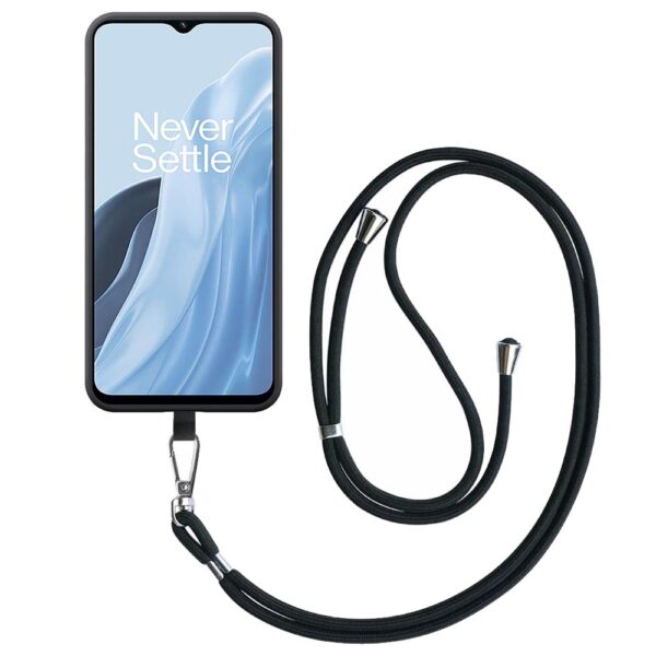 OnePlus NORD N300 telefoonhoesje siliconen zwart (1)_met afneembaar koord
