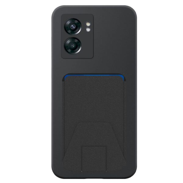 OnePlus NORD N300 telefoonhoesje siliconen zwart (2)_met verstelbare leren pasjeshouder