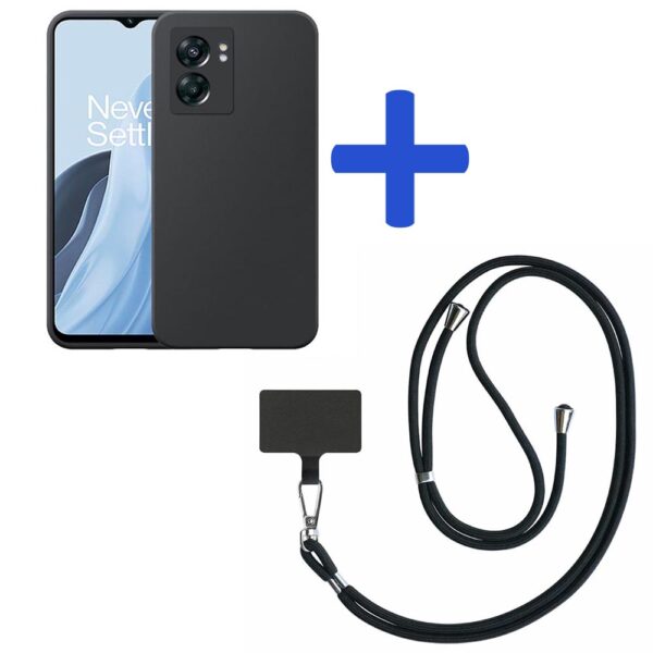 OnePlus NORD N300 telefoonhoesje siliconen zwart_met zwart afneembaar koord (2)