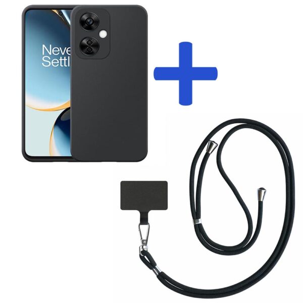 OnePlus Nord N30 telefoonhoesje siliconen zwart_met zwart afneembaar koord (2)