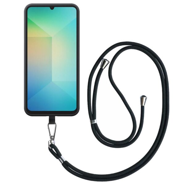 Samsung Galaxy A06 telefoonhoesje siliconen zwart (1)_met afneembaar koord