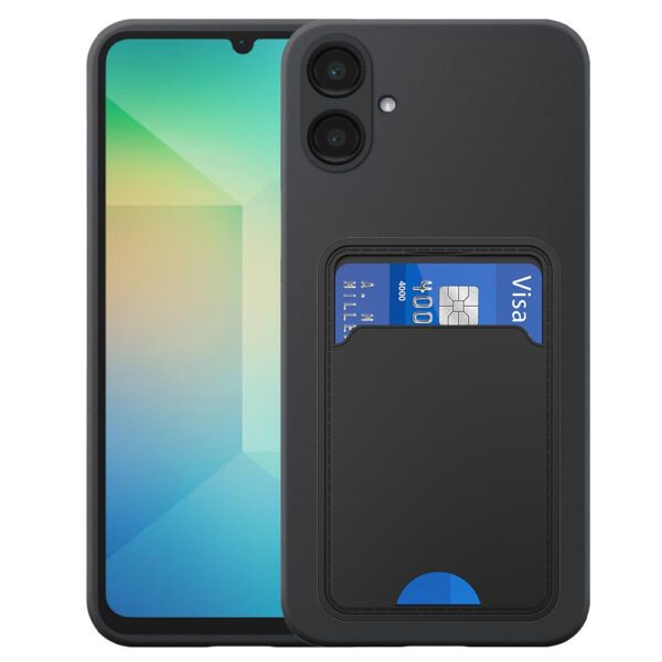 Samsung Galaxy A06 telefoonhoesje siliconen zwart_met pasjeshouder zwart TPU