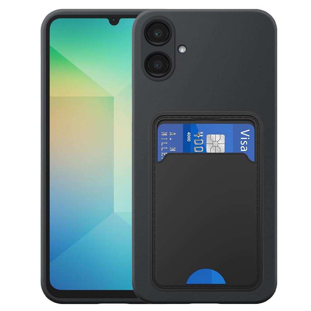 Samsung Galaxy A06 telefoonhoesje siliconen zwart_met pasjeshouder zwart TPU