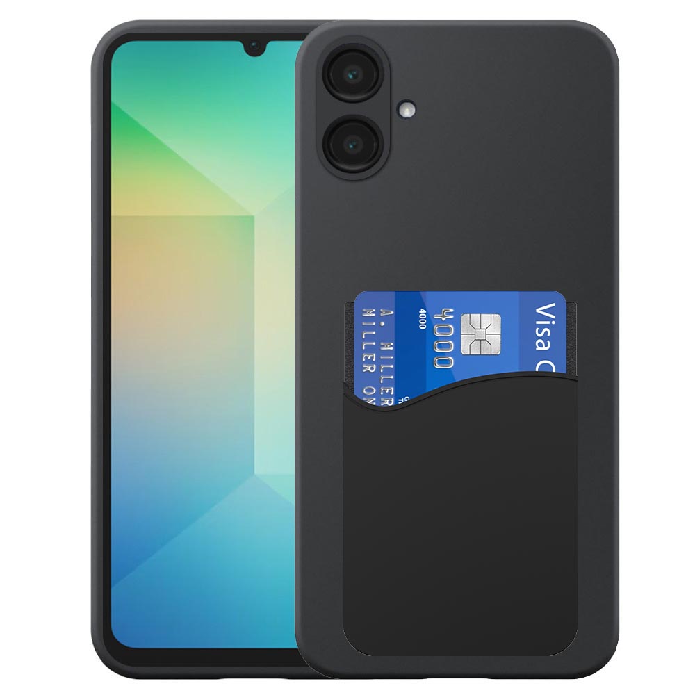 Samsung Galaxy A06 telefoonhoesje siliconen zwart_met pasjeshouder zwart siliconen