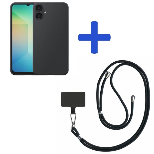 Samsung Galaxy A06 telefoonhoesje siliconen zwart_met zwart afneembaar koord (2)