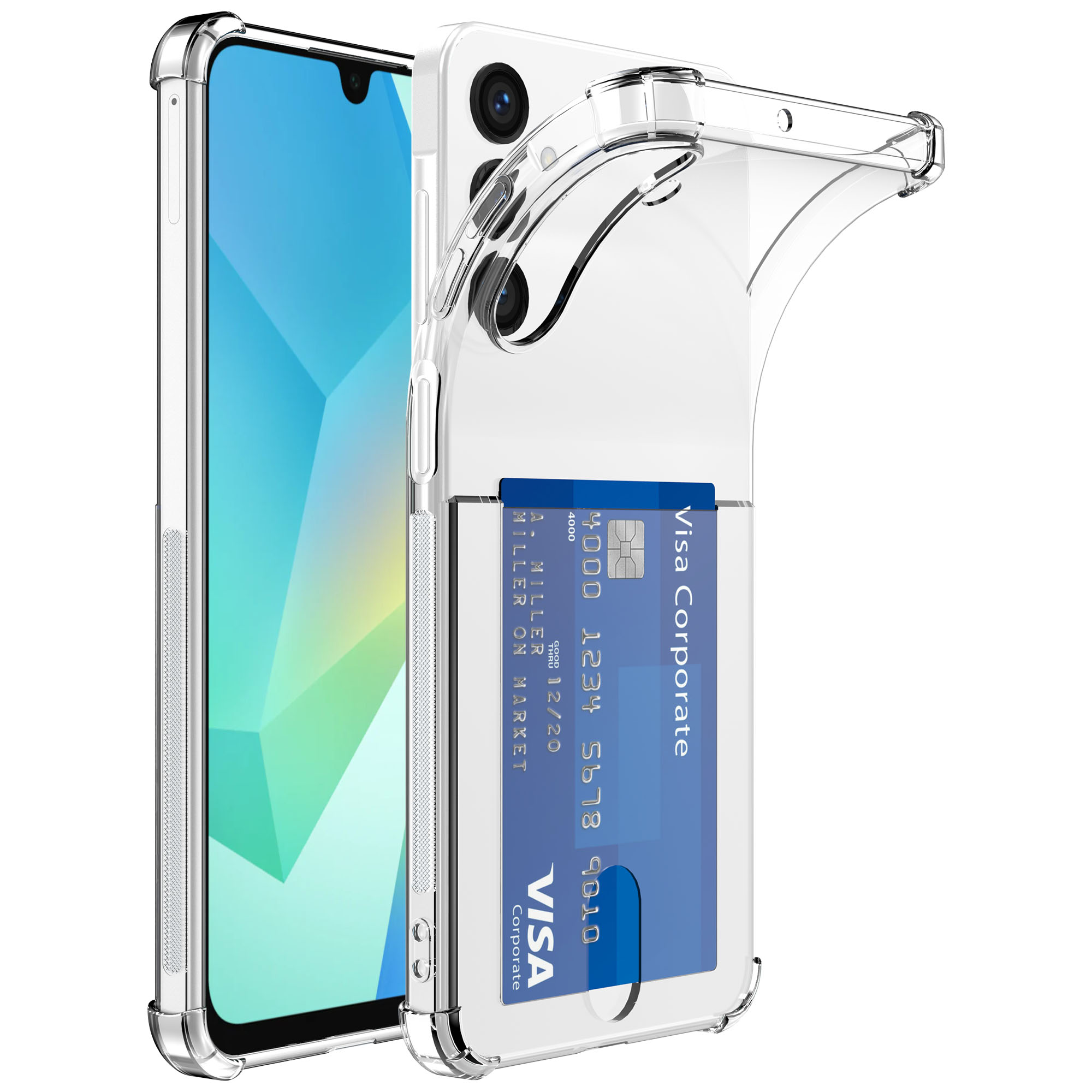 Samsung Galaxy A16 telefoonhoesje met pasjeshouder transparant (1)