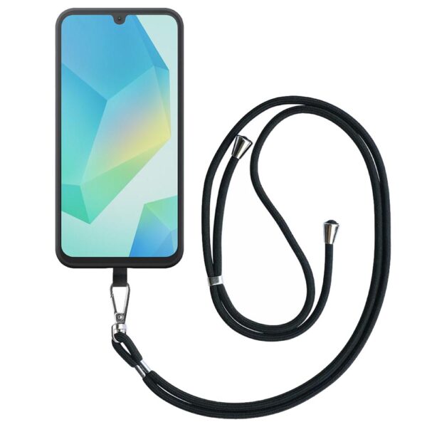 Samsung Galaxy A16 telefoonhoesje siliconen zwart (1)_met afneembaar koord