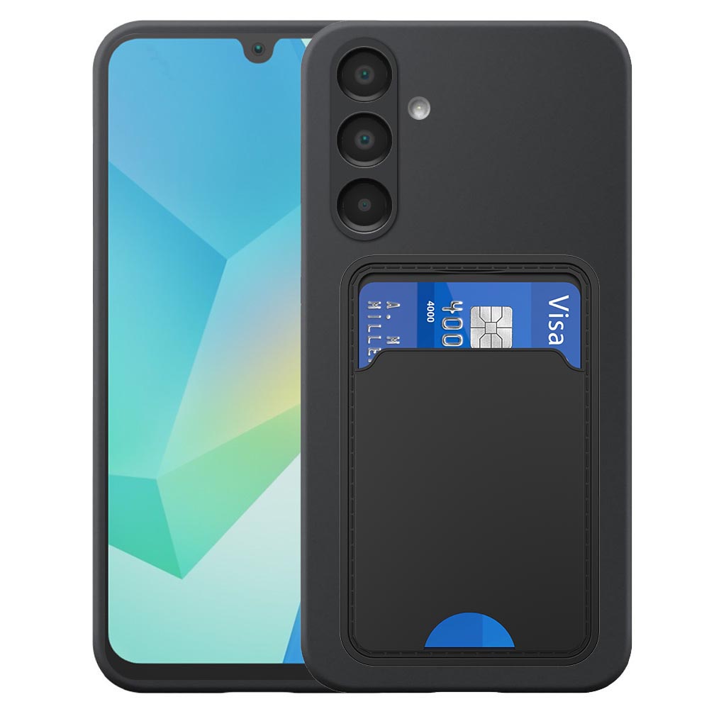 Samsung Galaxy A16 telefoonhoesje siliconen zwart_met pasjeshouder zwart TPU