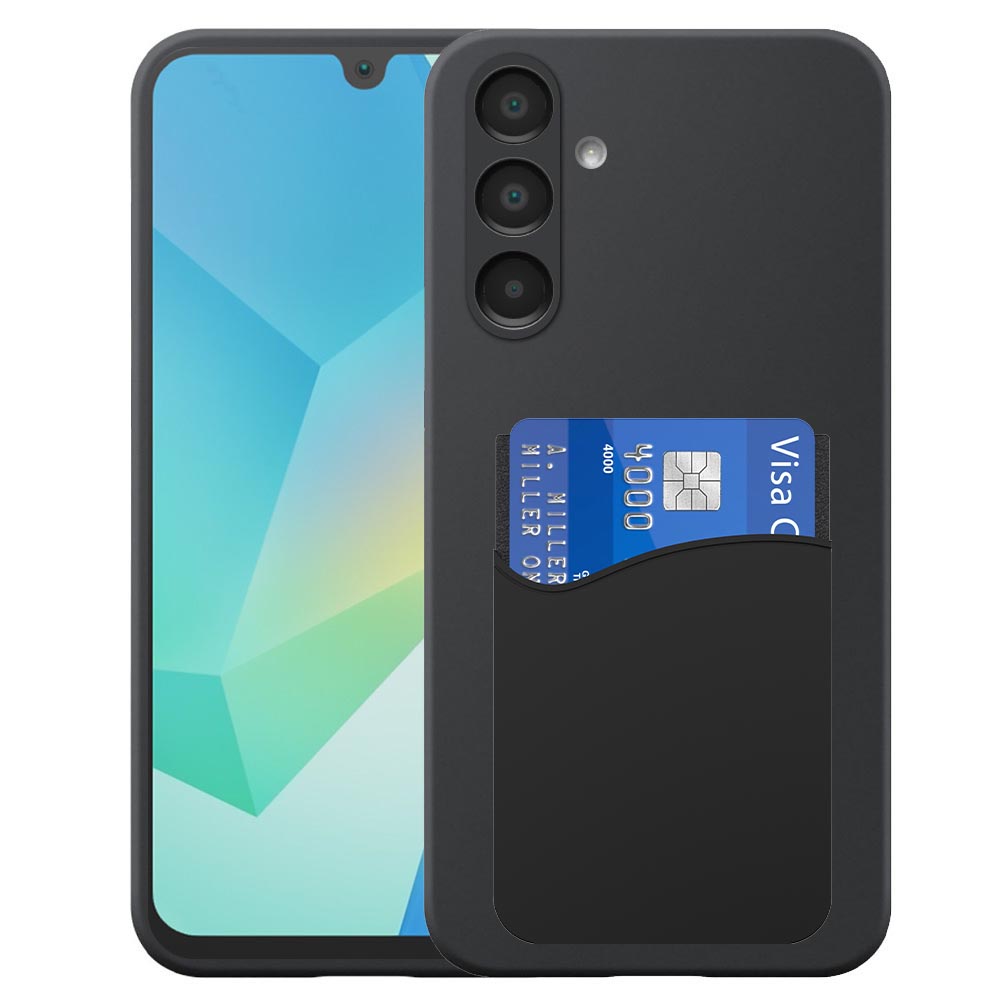 Samsung Galaxy A16 telefoonhoesje siliconen zwart_met pasjeshouder zwart siliconen