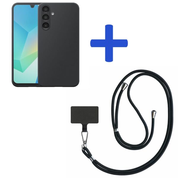 Samsung Galaxy A16 telefoonhoesje siliconen zwart_met zwart afneembaar koord (2)