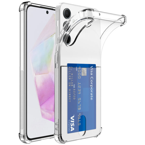 Samsung Galaxy A35 telefoonhoesje met pasjeshouder en stootrand transparant (1)