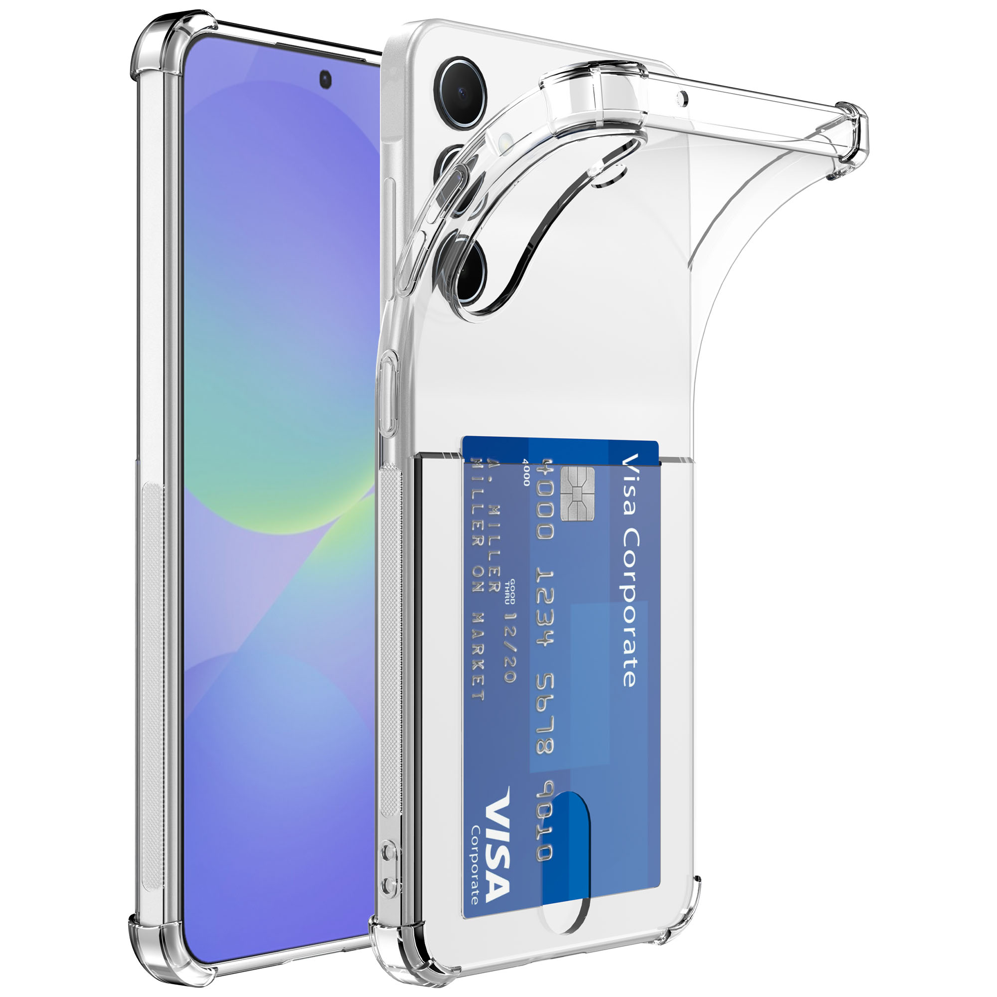 Samsung Galaxy A36 telefoonhoesje met pasjeshouder en stootrand transparant (1)