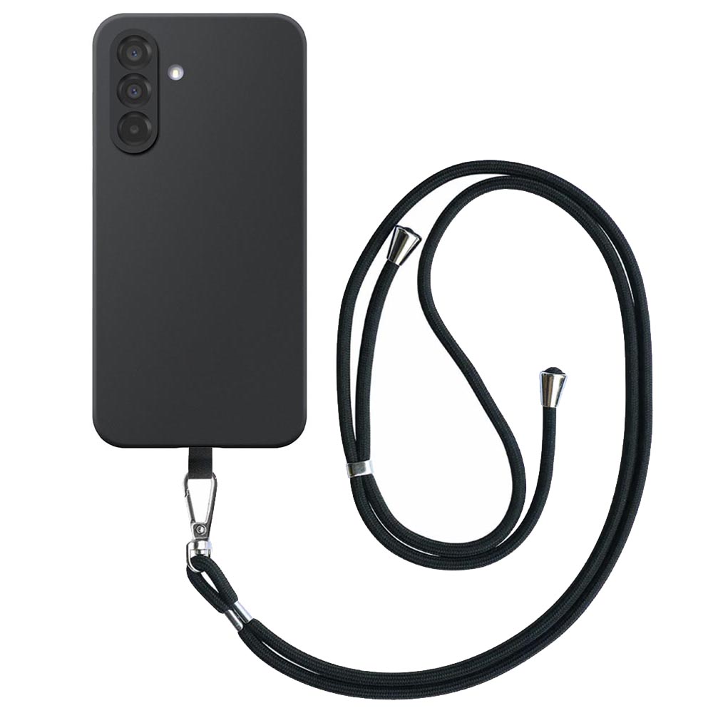 Samsung Galaxy A36 telefoonhoesje siliconen zwart (2)_met afneembaar koord