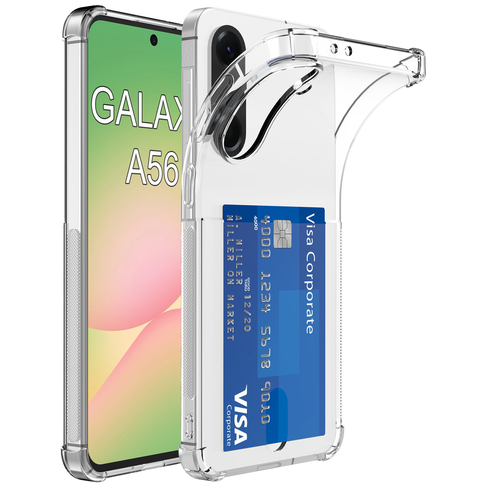 Samsung Galaxy A56 telefoonhoesje met pasjeshouder transparant (1)