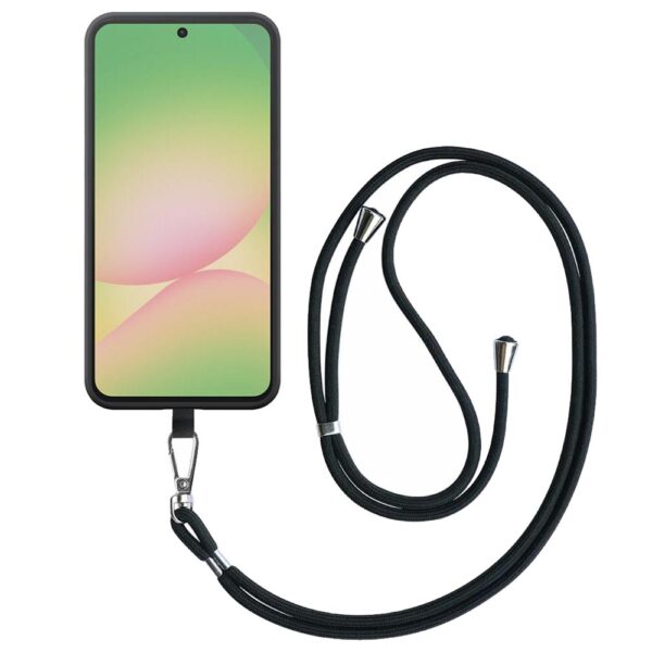 Samsung Galaxy A56 telefoonhoesje siliconen zwart (1)_met afneembaar koord